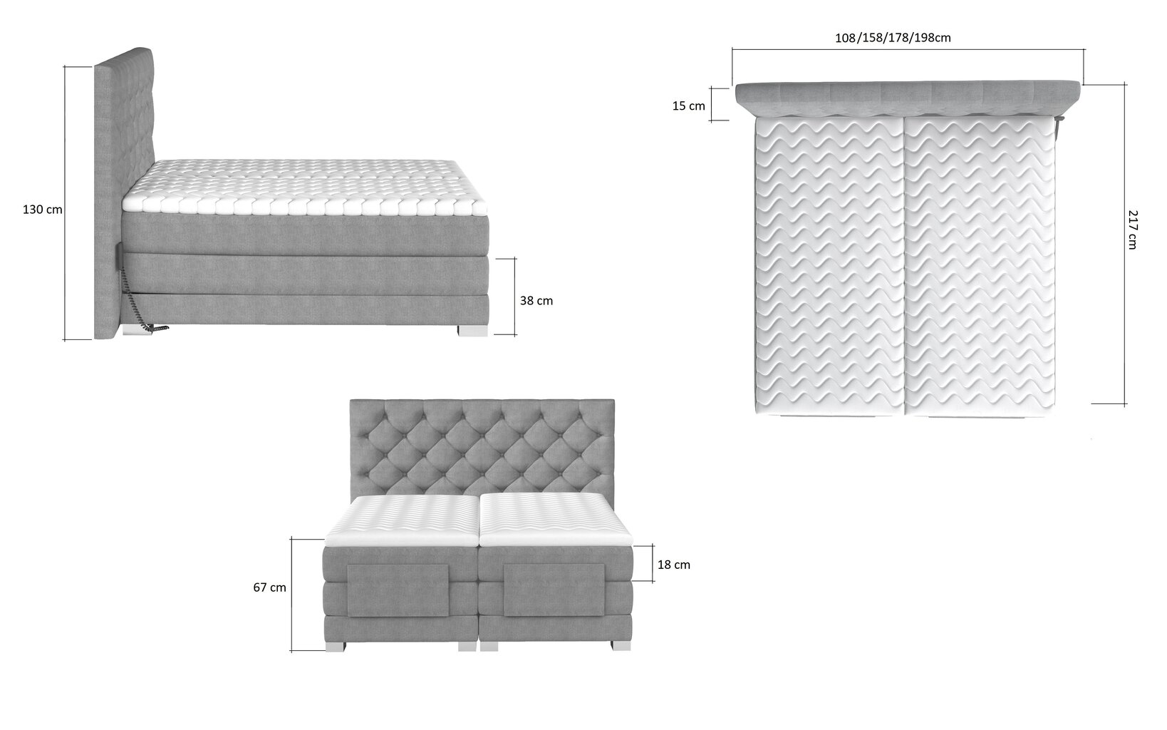 Elektriline voodi NORE Clover 18, 90x200, hall цена и информация | Voodid | hansapost.ee