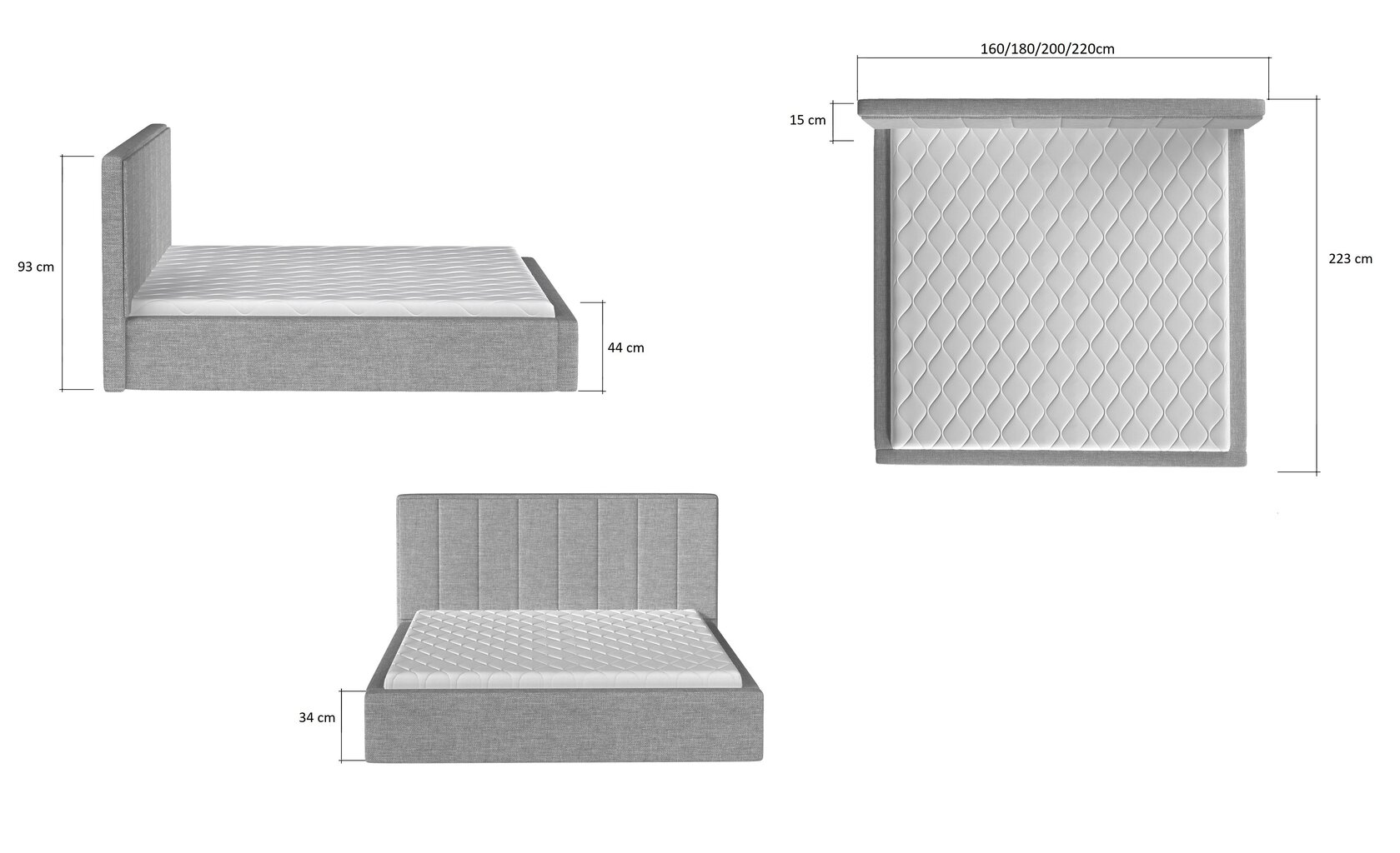 Voodi NORE Audrey 08, 180x200cm, helepruun hind ja info | Voodid | hansapost.ee