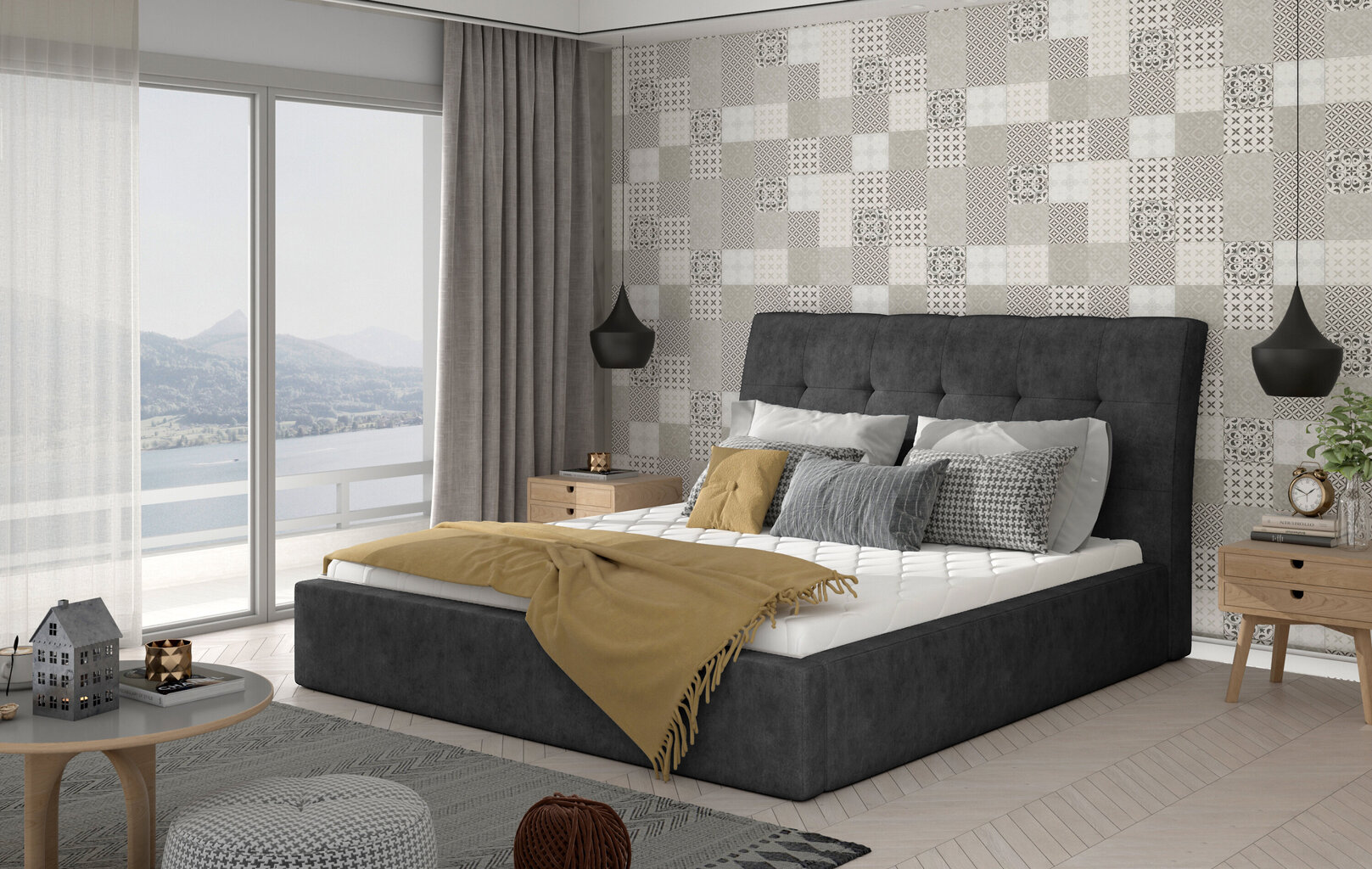 Voodi NORE Inge 04, 160x200 cm, tumehall hind ja info | Voodid | hansapost.ee