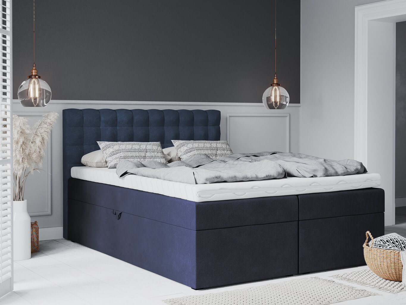 Voodi Mazzini Beds Jade 200x200 cm, tumesinine hind ja info | Voodid | hansapost.ee