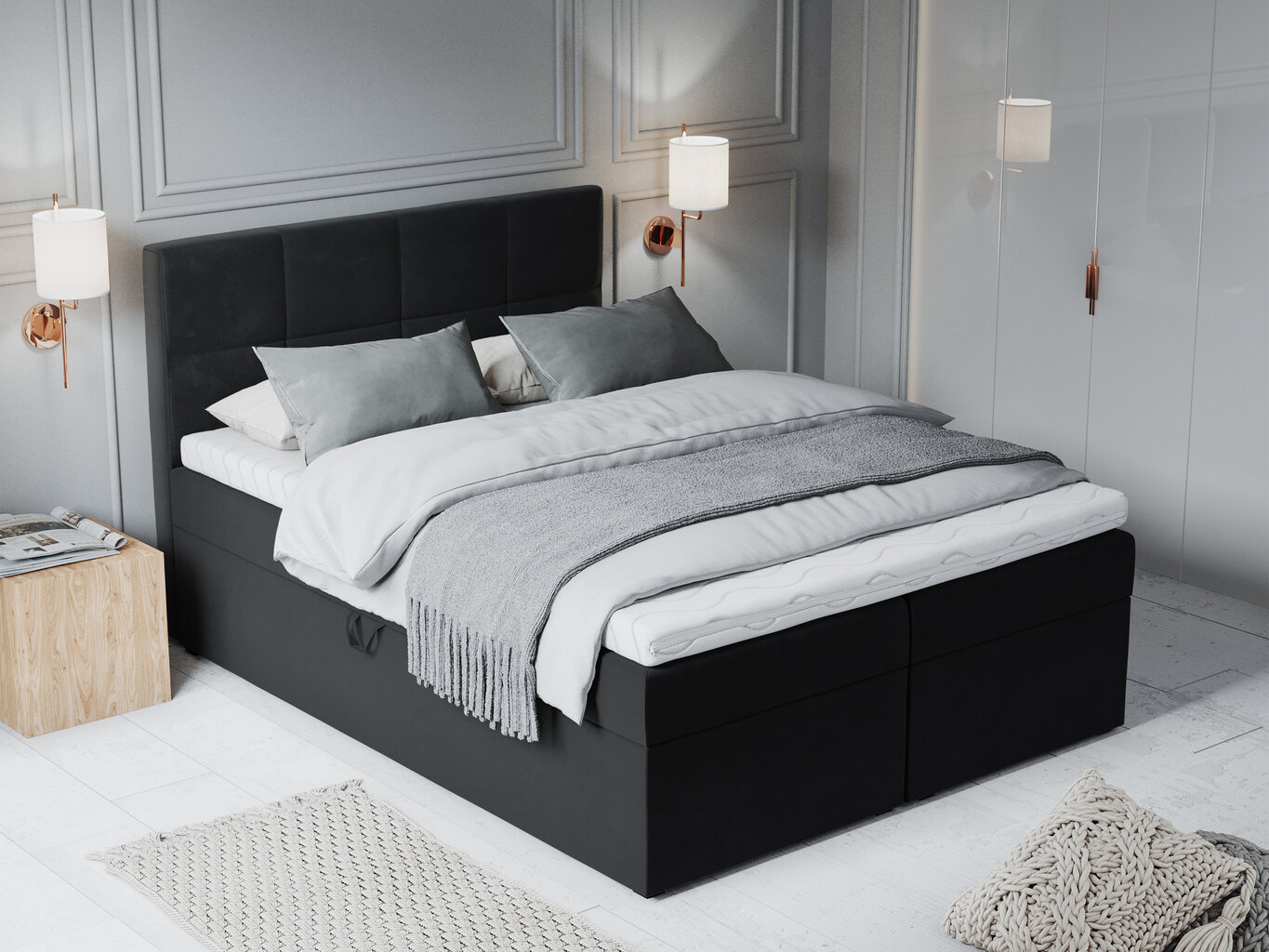 Voodi Mazzini Beds Mimicry 200x200 cm, must hind ja info | Voodid | hansapost.ee