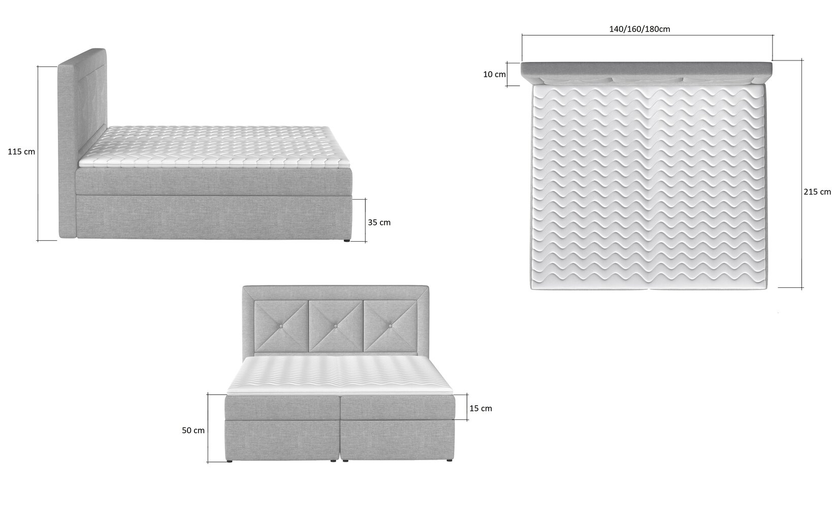 Voodi NORE Idris 07, 140x200cm, hall hind ja info | Voodid | hansapost.ee