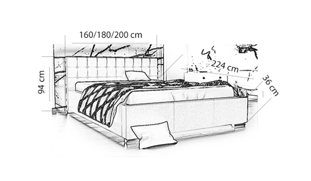 Voodi Loris 180x200 cm, hall price and information | Voodid | hansapost.ee