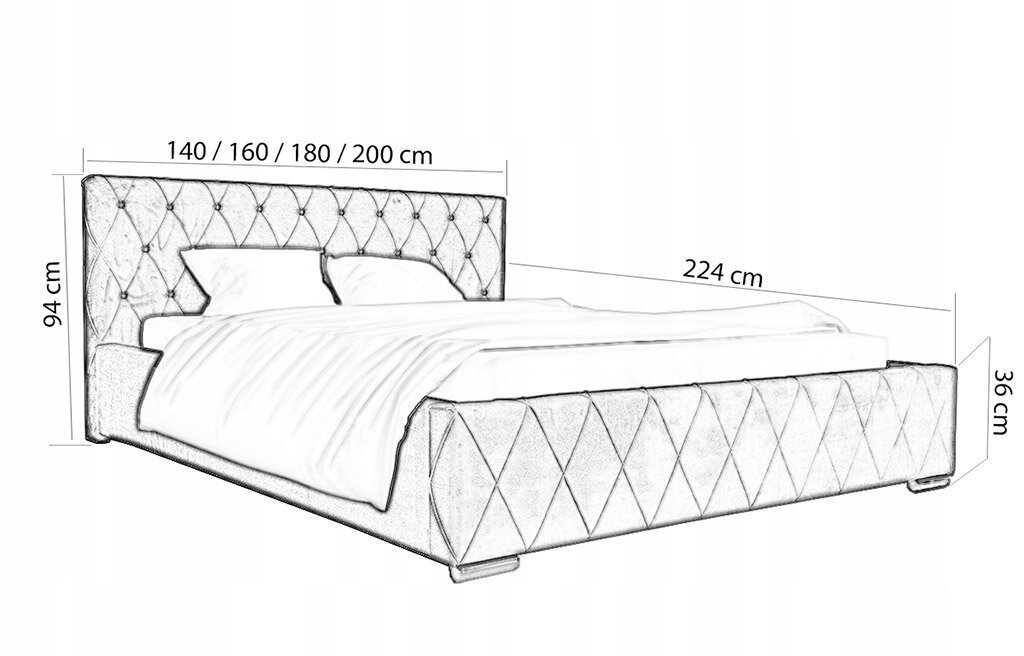 Voodi Diori 140x200 cm, hall hind ja info | Voodid | hansapost.ee