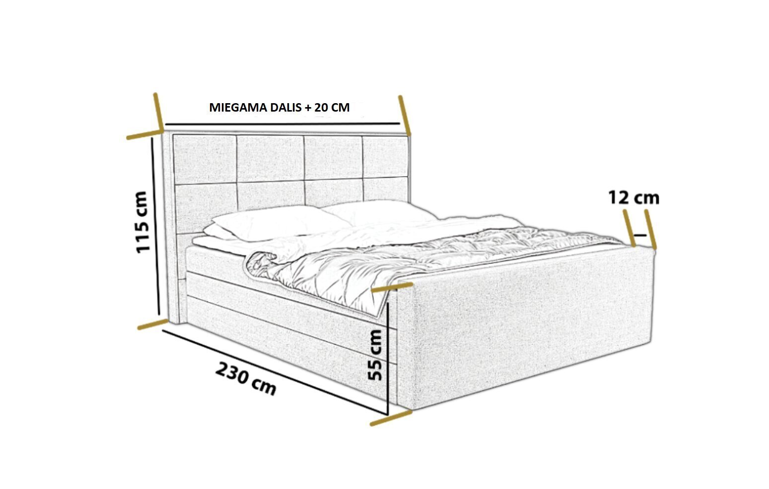 Voodi Ikar 140x200 cm, tumehall hind ja info | Voodid | hansapost.ee