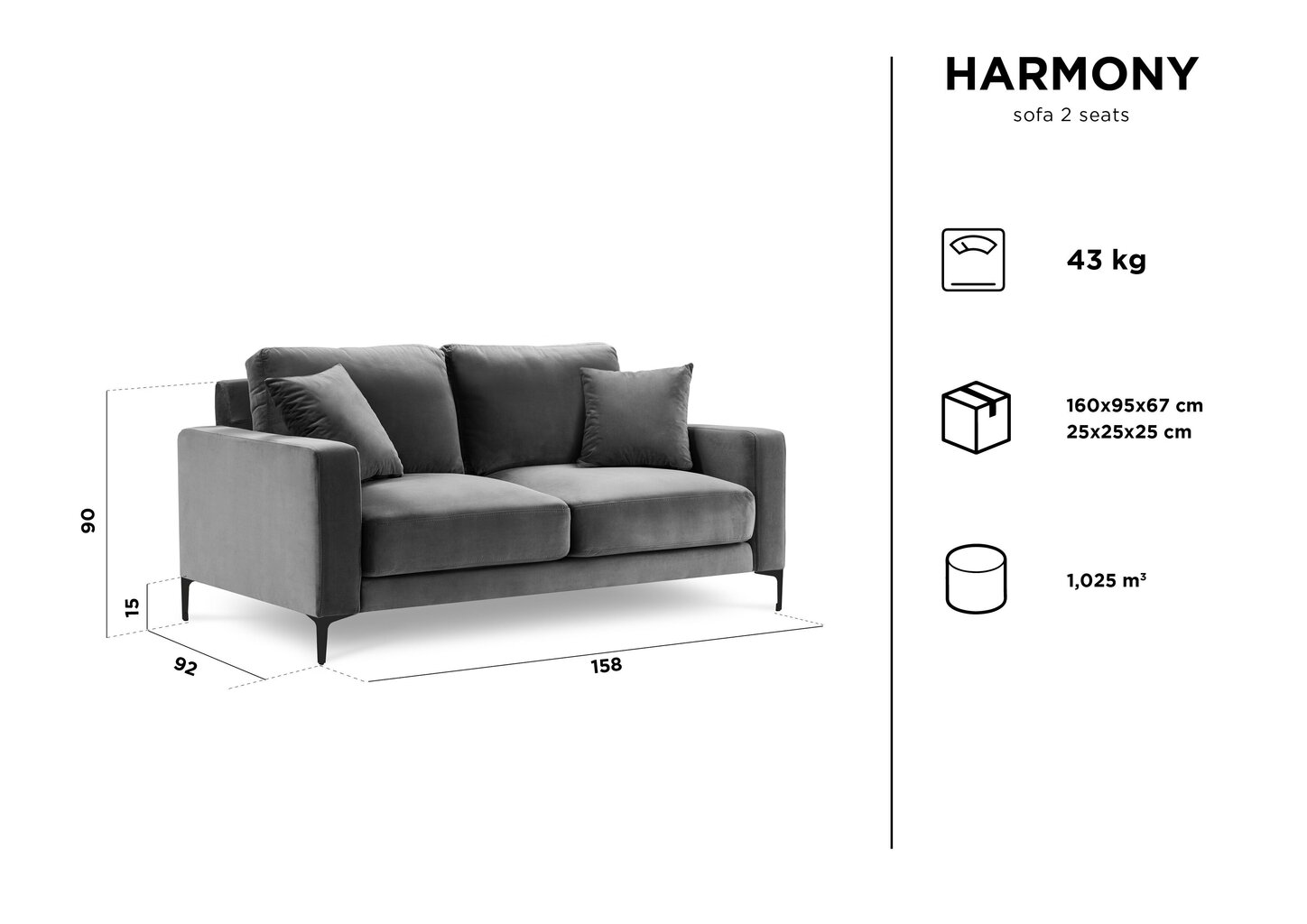 Kahekohaline sametdiivan Kooko Home Harmony, tumesinine hind ja info | Diivanvoodid ja diivanid | hansapost.ee