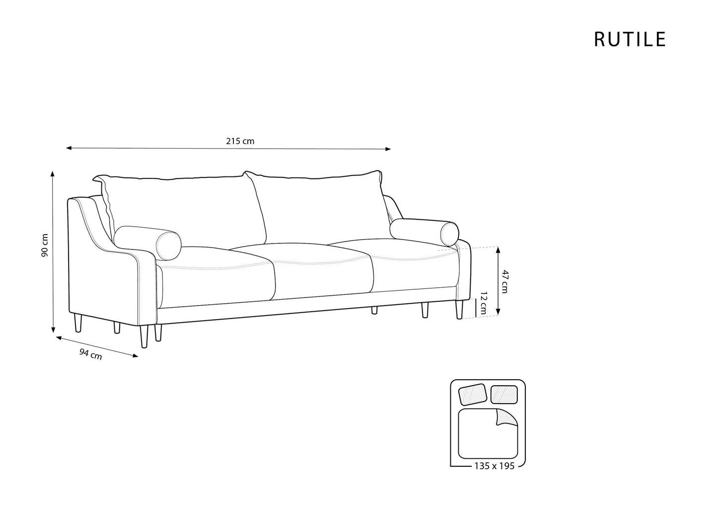 Diivan Micadoni Home Rutile 3S, must цена и информация | Diivanvoodid ja diivanid | hansapost.ee