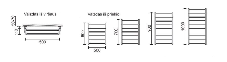 Käterätikuivati riiuliga Rosela Viktorija Plus, 500x700 mm цена и информация | Käterätikuivatid ja vannitoa radiaaotrid | hansapost.ee