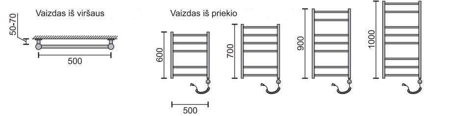 Elektriline käterätikuivati Rosela Viktorija küttekehaga, 500x700 mm. 200W цена и информация | Käterätikuivatid ja vannitoa radiaaotrid | hansapost.ee