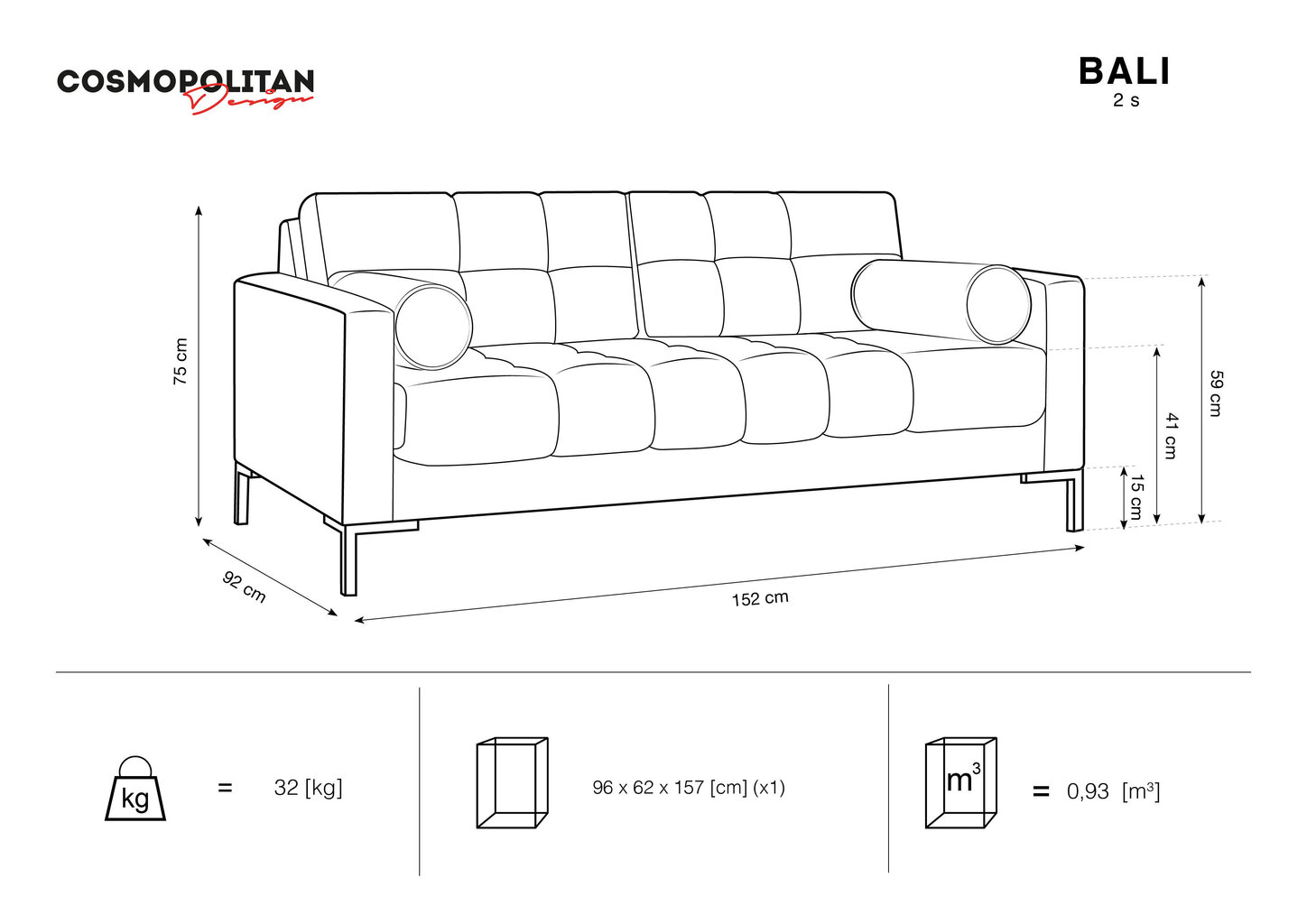 Kolmekohaline diivan Cosmopolitan Design Bali, kollane цена и информация | Diivanvoodid ja diivanid | hansapost.ee