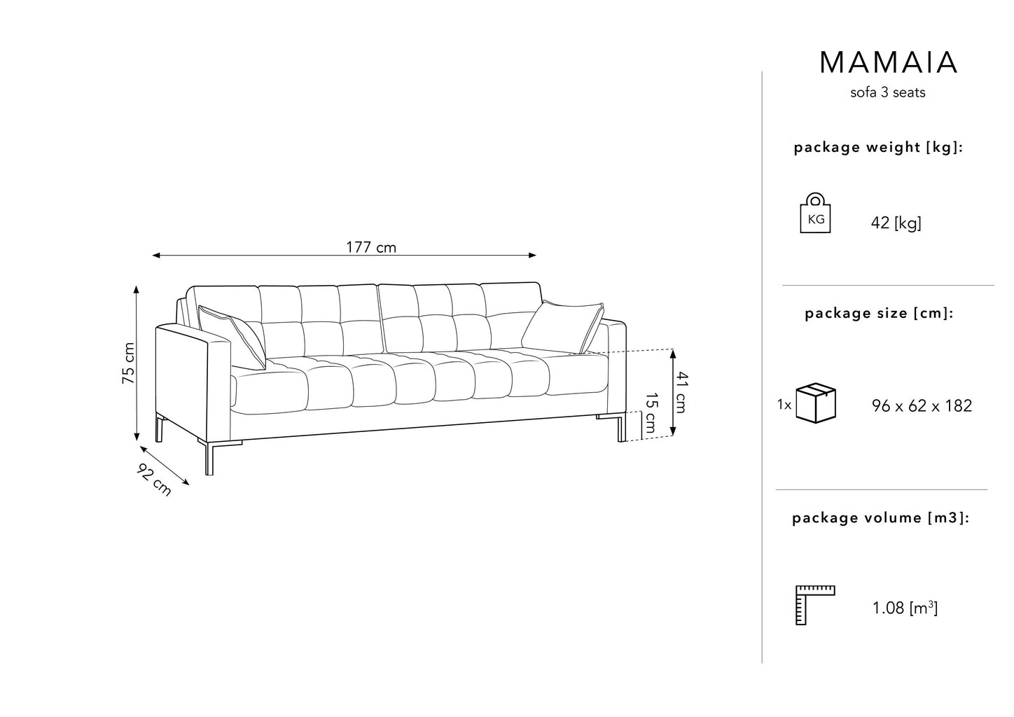 Diivan Micadoni Home Mamaia 3S, kollane/must hind ja info | Diivanvoodid ja diivanid | hansapost.ee