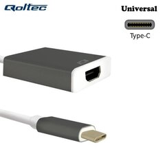 Qoltec 50427 USB Type-C 3.1 Port Adapter to HDMI AF Cable 20cm White цена и информация | Кабели и провода | hansapost.ee