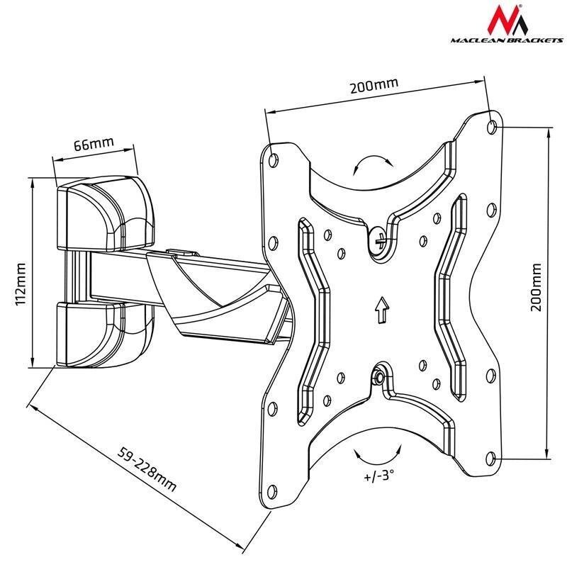 Maclean MC-741 Braket for TV or monitor 13-42 '' 25kg black цена и информация | Juhtmed ja kaablid | hansapost.ee