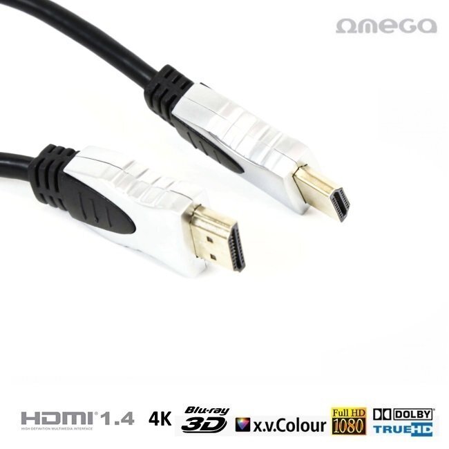 HDMI cable V1.4 Ethernet type A Omega OCHG54 - 19/19 male/male 4K Premium Gold, 5 m, Black (Blister Box) hind ja info | Juhtmed ja kaablid | hansapost.ee