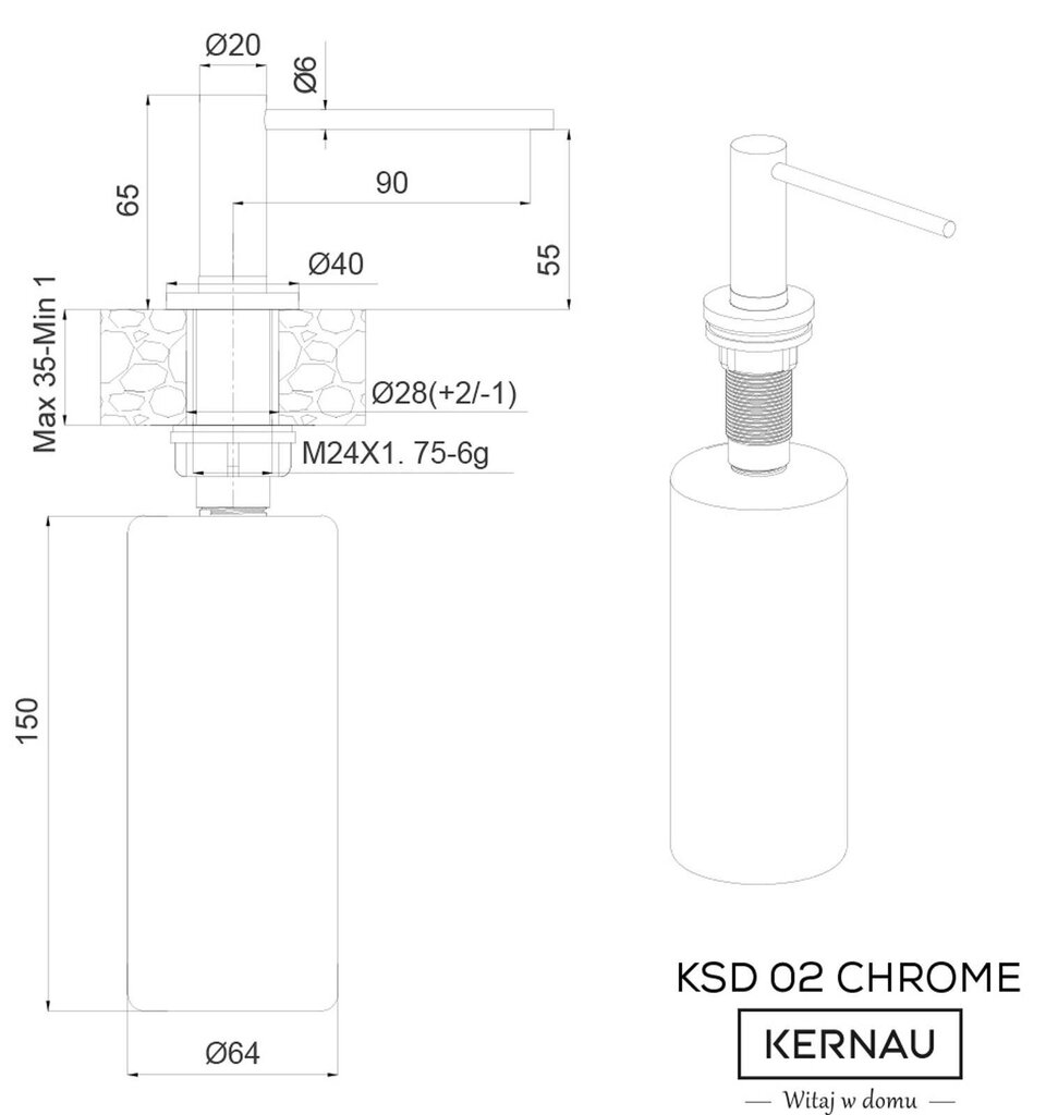 Dosaator Kernau KSD 02 Chrome hind ja info | Segisti- ja köögivalamutarvikud | hansapost.ee