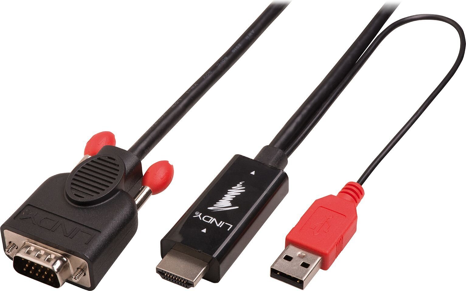 HDMI-VGA Adapter LINDY 2 m Must hind ja info | Juhtmed ja kaablid | hansapost.ee