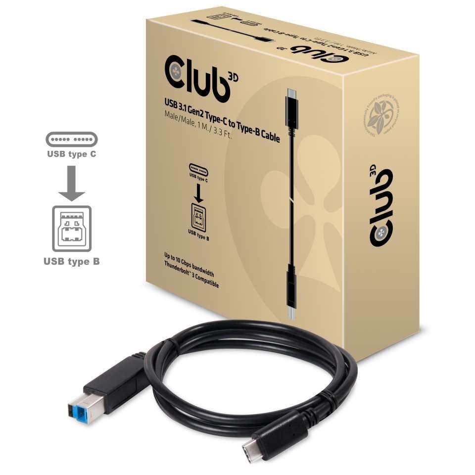 Club 3D CAC-1524, USB-C/USB-B, 1 m hind ja info | Juhtmed ja kaablid | hansapost.ee