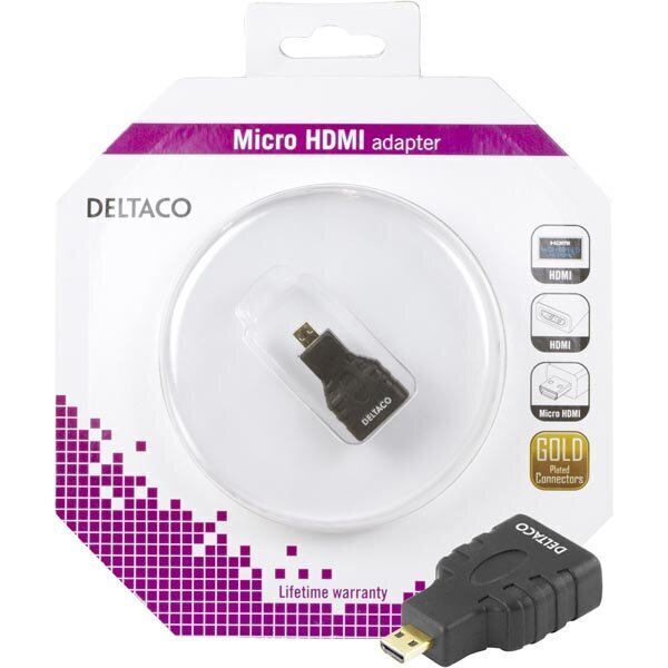 Deltaco HDMI-24-K, HDMI-M/Micro HDMI-F цена и информация | Juhtmed ja kaablid | hansapost.ee