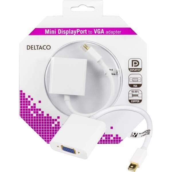 Deltaco DP-VGA4-K, Mini DisplayPort, VGA, 0.18m hind ja info | Juhtmed ja kaablid | hansapost.ee
