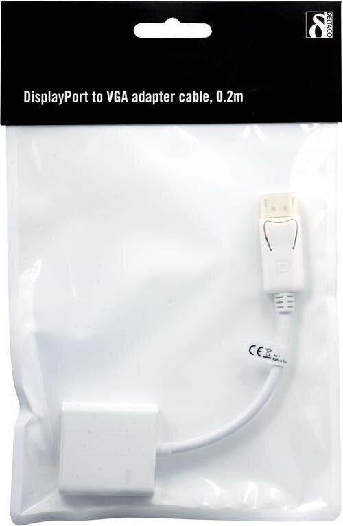 Deltaco DP-VGA8, DP/VGA, 0.2 m цена и информация | Juhtmed ja kaablid | hansapost.ee