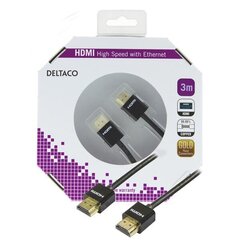 Deltaco HDMI-1093-K, HDMI, 3m hind ja info | Juhtmed ja kaablid | hansapost.ee