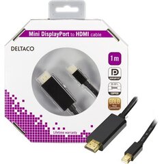 Deltaco (DP-HDMI104-K), mini DP - HDMI, 1 m цена и информация | Кабели и провода | hansapost.ee