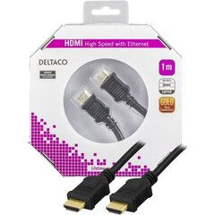 Deltaco HDMI-1010-K, HDMI, 1m hind ja info | Juhtmed ja kaablid | hansapost.ee