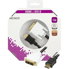 Deltaco HDMI-110-K, HDMI/DVI, 1 m hind ja info | Juhtmed ja kaablid | hansapost.ee
