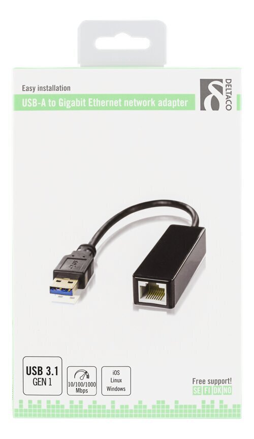 DELTACO USB3-GIGA5, 1xRJ45, 1xUSB 3.0 цена и информация | Juhtmed ja kaablid | hansapost.ee