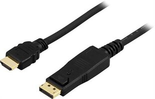 Kaabel DELTACO DisplayPort to HDMI, Ultra HD in 30Hz, 5m, must/ DP-3050 hind ja info | Juhtmed ja kaablid | hansapost.ee