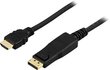 Kaabel DELTACO DisplayPort to HDMI, Ultra HD in 30Hz, 5m, must/ DP-3050 цена и информация | Juhtmed ja kaablid | hansapost.ee