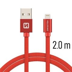 Swissten Textile Fast Charge 3A Lightning (MD818ZM/A) Data and Charging Cable 2m Red hind ja info | Swissten Televiisorid ja tarvikud | hansapost.ee