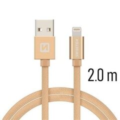 USB kaabel Swissten Textile 3A Lightning, 2.0 m, kuldne hind ja info | Juhtmed ja kaablid | hansapost.ee