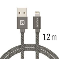 USB-кабель Swissten Textile 3A Lighthing, 1,2 м, серый цена и информация | Кабели и провода | hansapost.ee