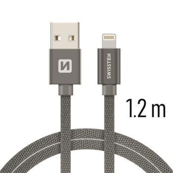 USB kaabel Swissten Textile 3A Lighthing, 1.2 m, hall цена и информация | Juhtmed ja kaablid | hansapost.ee