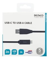 Deltaco USBC-1006M, USB-C/USB-A, 2 м цена и информация | Кабели и провода | hansapost.ee