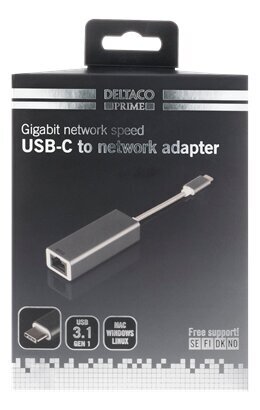 Deltaco USBC-GIGA5, USB-C, RJ45, 0.06m цена и информация | USB adapterid ja jagajad | hansapost.ee