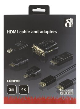 Deltaco HDMI-251, Micro HDMI/Mini HDMI/DP/Mini DP, DVI, HDMI, 2 m цена и информация | Juhtmed ja kaablid | hansapost.ee