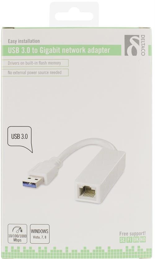 Deltaco USB3-GIGA4, USB-A/RJ45 цена и информация | Juhtmed ja kaablid | hansapost.ee