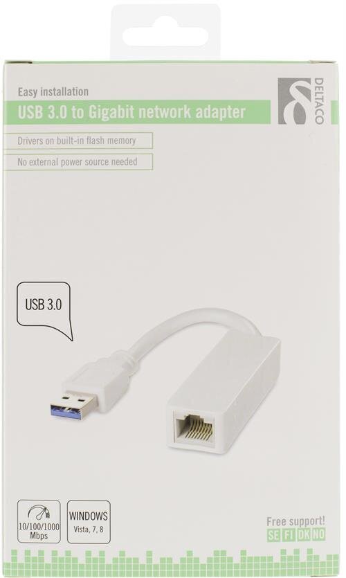 Deltaco USB3-GIGA4, USB 3.0, RJ45 цена и информация | Juhtmed ja kaablid | hansapost.ee