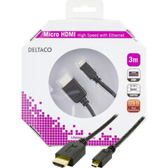Deltaco HDMI-1033, HDMI-A/Micro HDMI, 3 м цена и информация | Кабели и провода | hansapost.ee