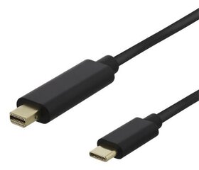 Deltaco USBC-DP102-K, USB-C, Mini DisplayPort, 1m hind ja info | Juhtmed ja kaablid | hansapost.ee