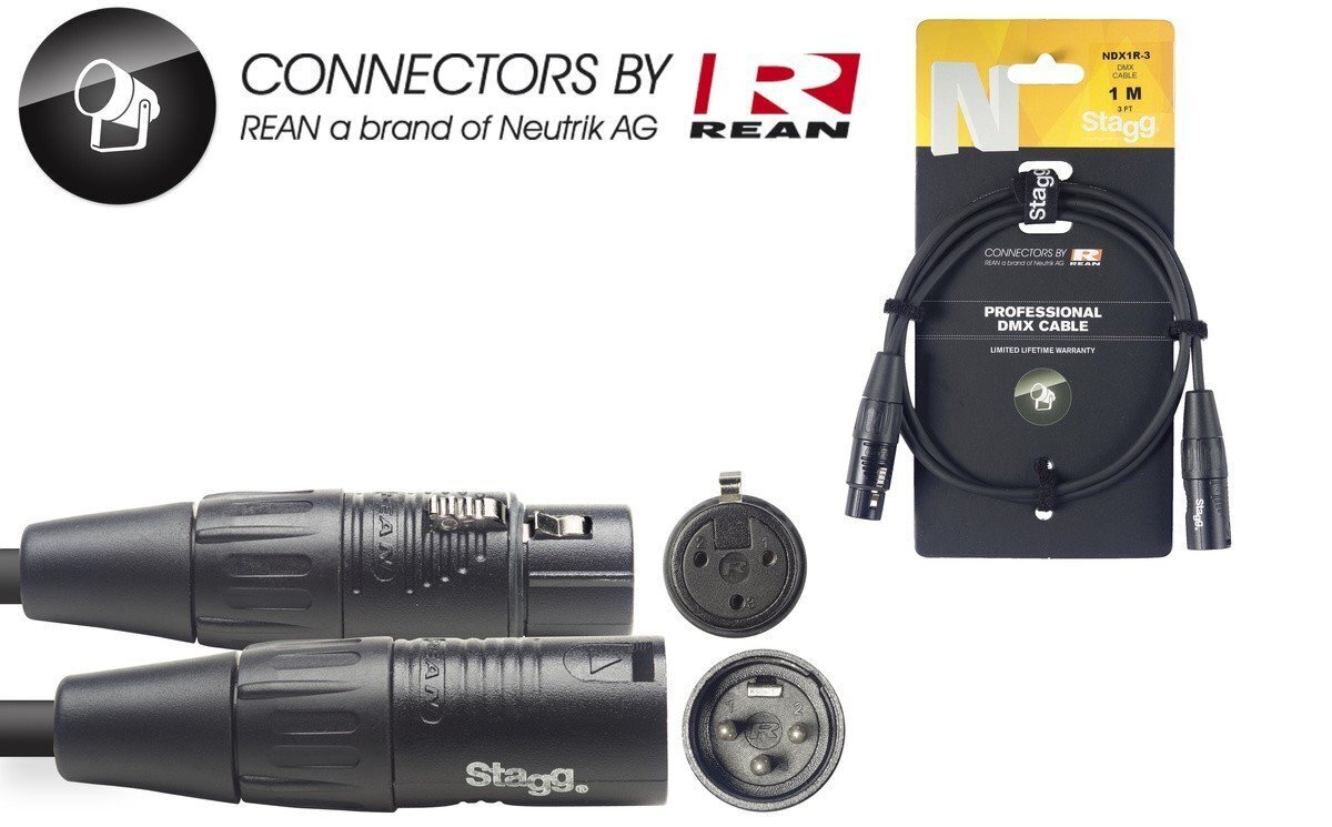 DMX kaabel Stagg REAN XLR/m - XLR/f 1 m hind ja info | Juhtmed ja kaablid | hansapost.ee