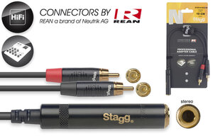 Stagg REAN 6.3mm TRS/f - 2 x RCA 10cm hind ja info | Juhtmed ja kaablid | hansapost.ee