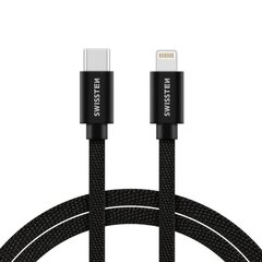 Swissten Textile Universal Quick Charge 3.1 USB-C to Lightning Data and Charging Cable 1.2m Black hind ja info | Swissten Televiisorid ja tarvikud | hansapost.ee