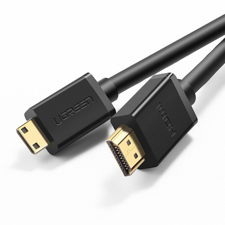 Kaabel Ugreen HDMI (male) - mini HDMI (male) 3D Ethernet ARC 1 m, must (HD108 10195) hind ja info | Juhtmed ja kaablid | hansapost.ee