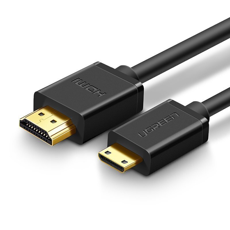 Kaabel Ugreen HDMI (male) - mini HDMI (male) 3D Ethernet ARC 1 m, must (HD108 10195) hind ja info | Juhtmed ja kaablid | hansapost.ee