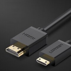 Kaabel Ugreen HDMI (male) - mini HDMI (male) 3D Ethernet ARC 1 m, must (HD108 10195) hind ja info | Juhtmed ja kaablid | hansapost.ee
