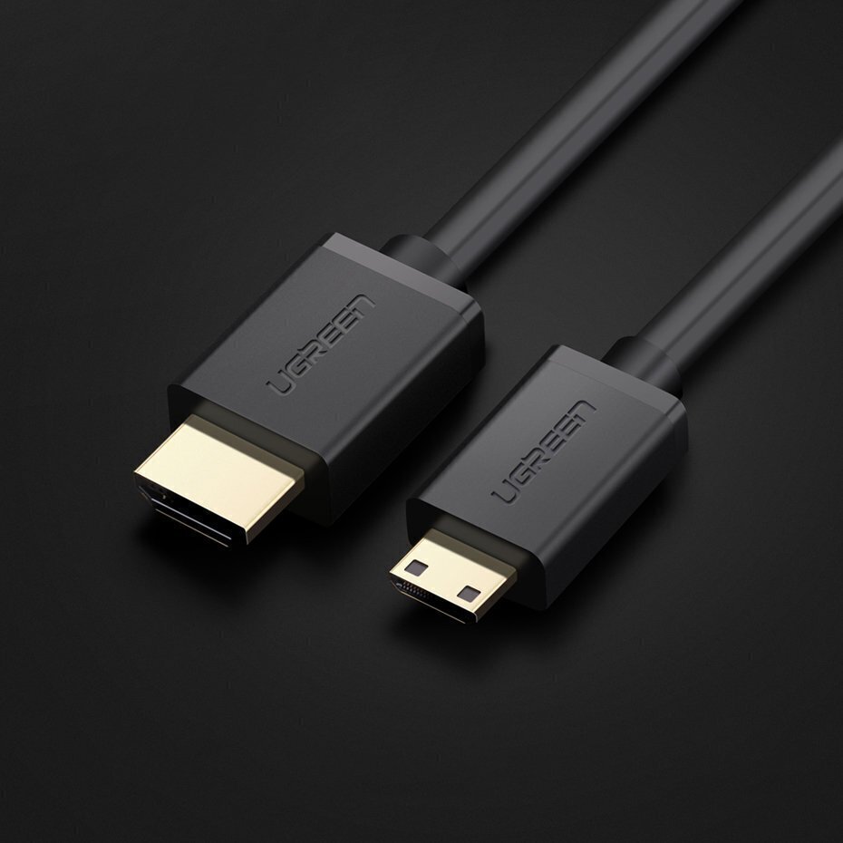 Kaabel Ugreen HDMI (male) - mini HDMI (male) 3D Ethernet ARC 1 m, must (HD108 10195) hind ja info | Juhtmed ja kaablid | hansapost.ee