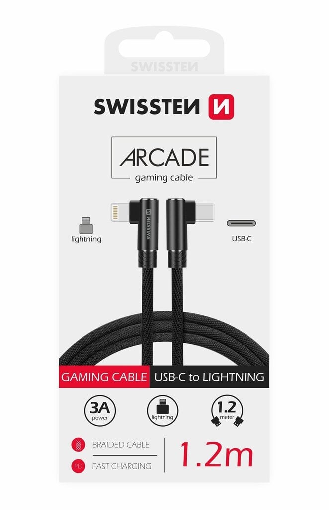 Swissten universaalne kiirlaadimis- ja andmeedastuskaabel, 3,1 USB-C, 1,2 m, must цена и информация | Juhtmed ja kaablid | hansapost.ee